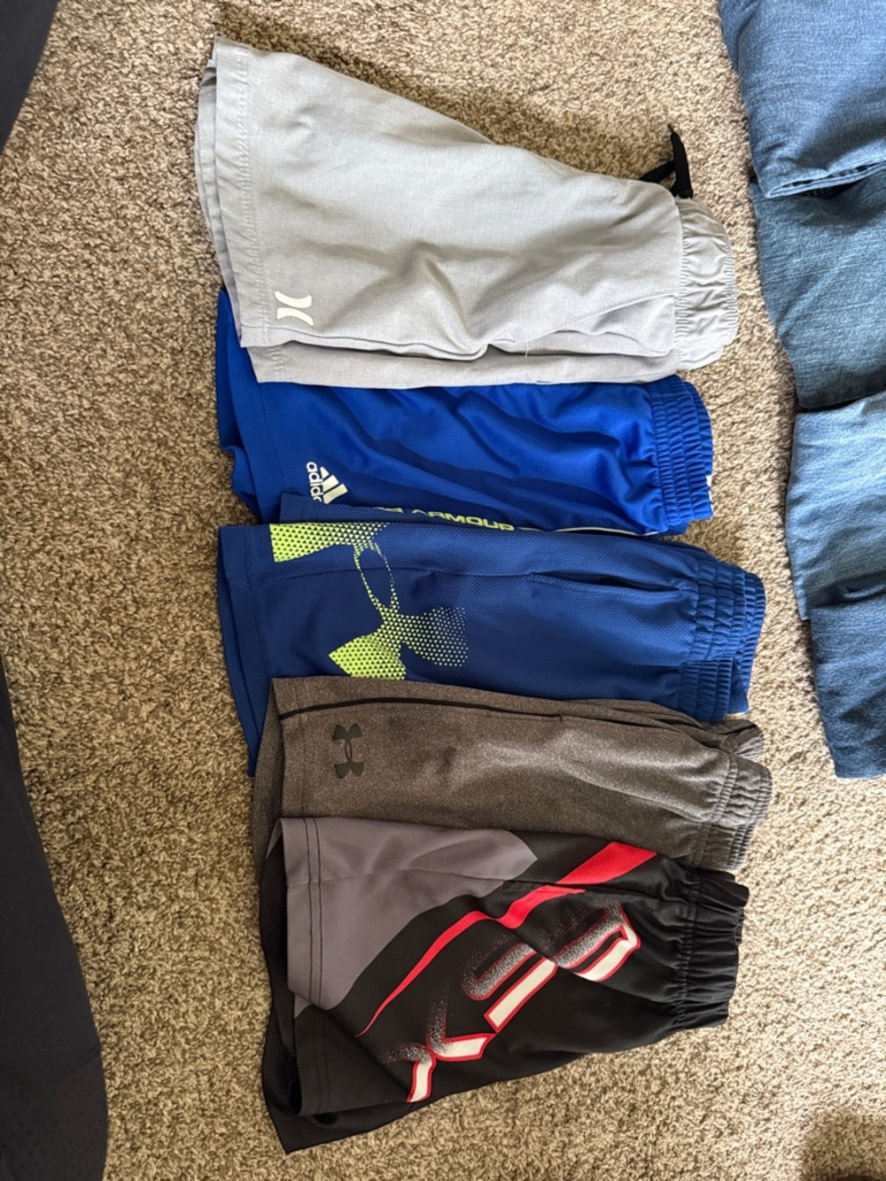 Name brand shorts-  Boys' Gray, Black and Blue Athletic Shorts Bundle Adidas